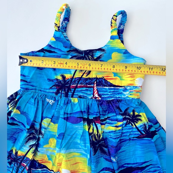 Girls Aloha Dress by Royal Hawaiian Creations Sunset Orchids Sailboats Tropical - Picture 4 of 6